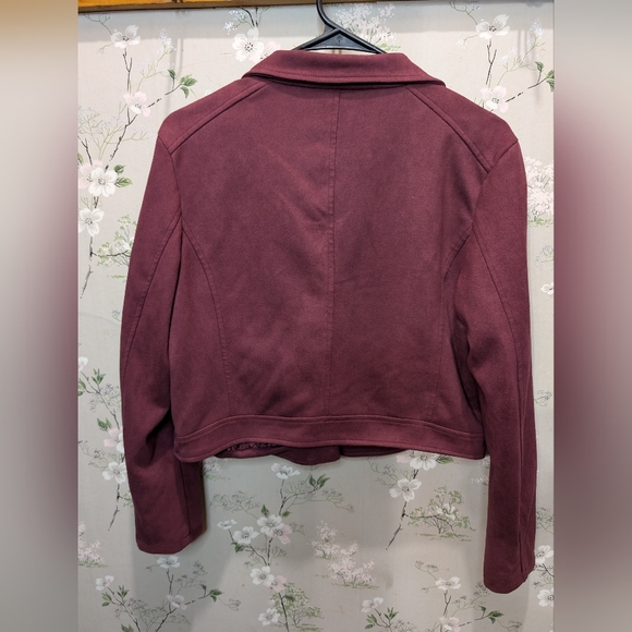 Vigoss Burgundy Faux Suede Moto Jacket - Picture 3 of 8